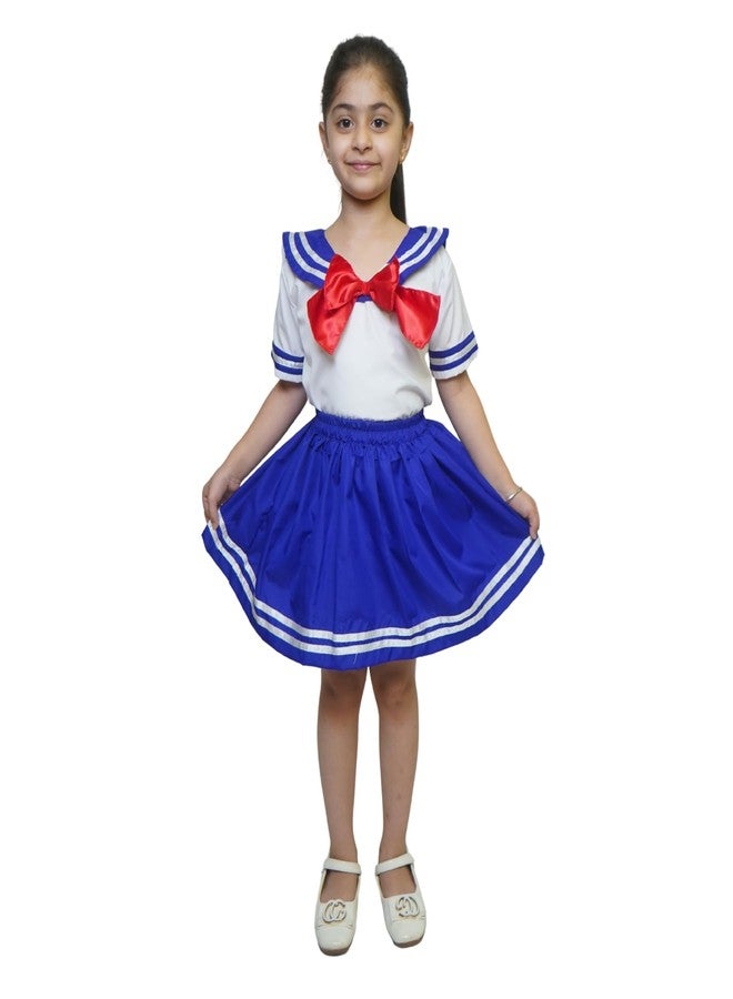 كاكو فانسي دريسيس زي بحار من كاكو فانسي دريسز، زي تنكري باللون الكحلي للأطفال، مناسب للمناسبات المدرسية - أزرق/أبيض، مقاس 5-6 سنوات، للبنات - Image 1